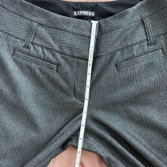 Express Editor Flare Pants Women’s 4R Herringbone Striped Career Gray Black - Picture 6 of 9